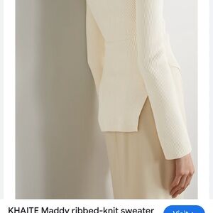 KHAITE Ivory Ribbed Turtleneck Sweater